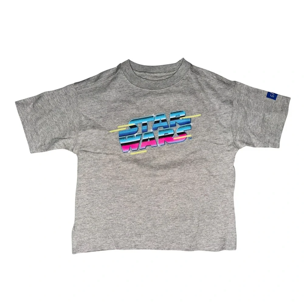 Gap Kids Star Wars Millennium Falcon Graphic T-Shirt‎ Gray Neon XS 4-5 Q3